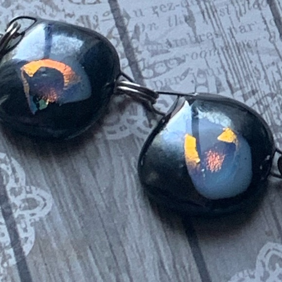 Artesian Dichroic Infused Glass Chunky Necklace Woman’s Jewelry Fiery Colors - Picture 4 of 11